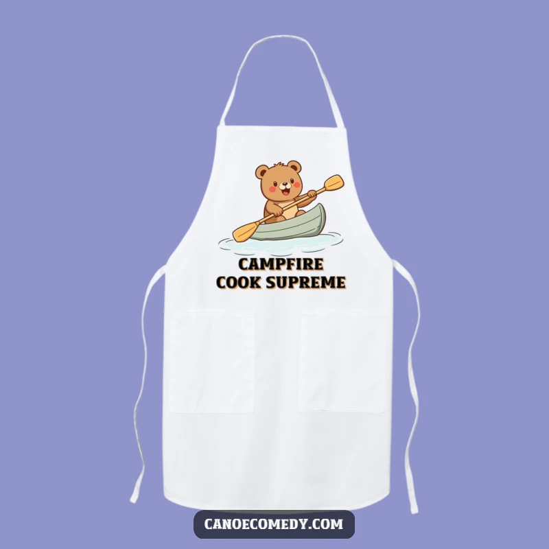 Funny Excited Bear Paddling Canoe Apron - Cook Up Some Laughter!