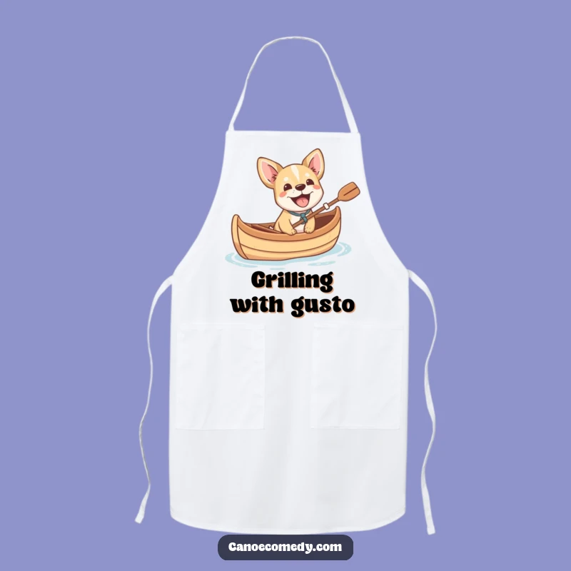 Funny Dog Barking in Canoe Apron - Chef's Hilarious Companion