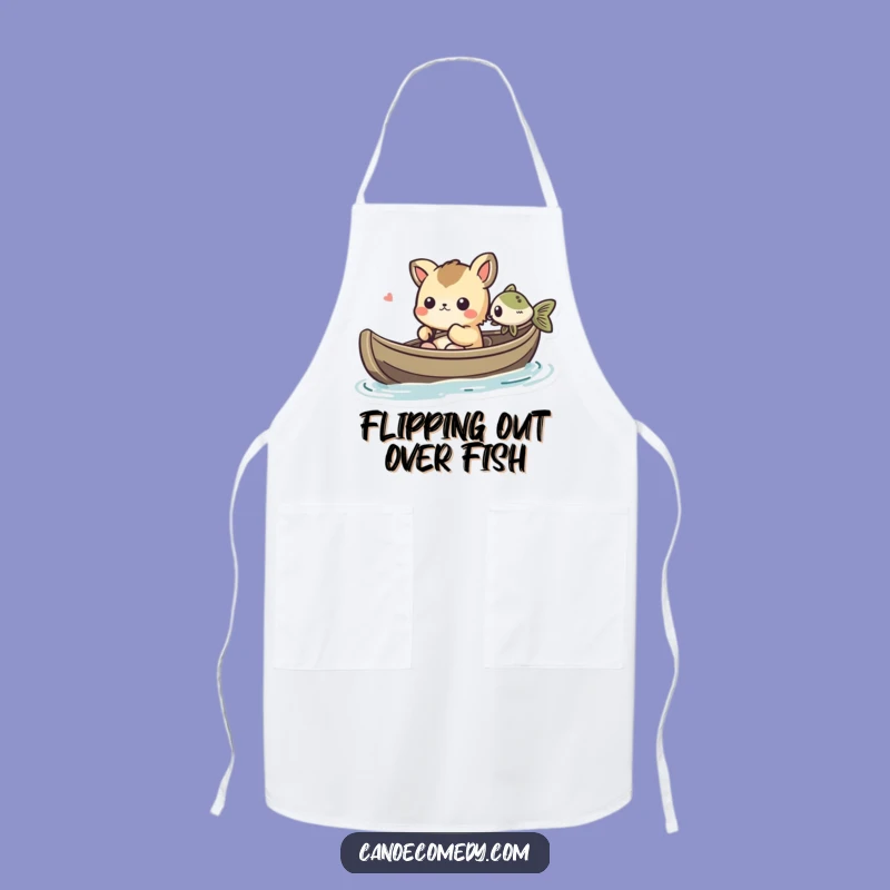 Funny Kawaii Canoe Fish Apron: Cute Animal's Kitchen Aquatic Humor Wear