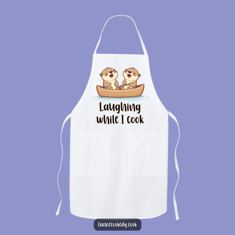 Funny Kawaii Otters Canoe Laugh Apron, Humorous Kitchen Gift