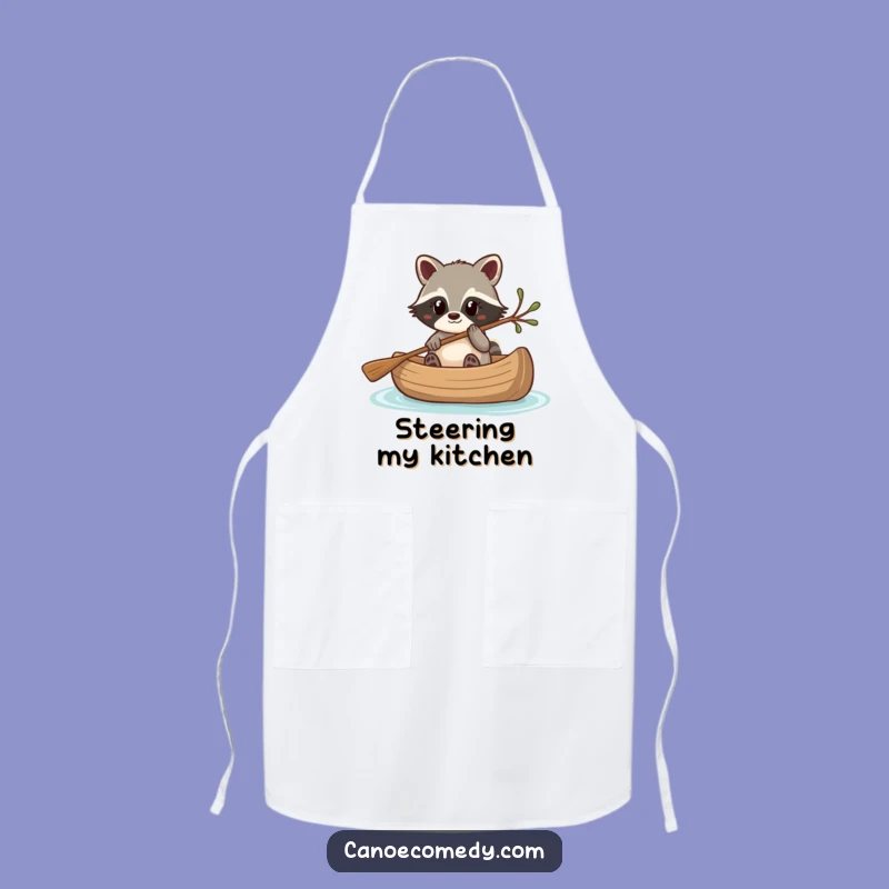 Funny Kawaii Raccoon Canoe Twig Steering Apron, Humorous Kitchen Gift