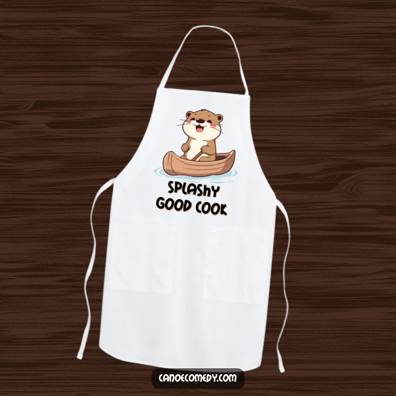 Funny Otter Apron: A practical apron featuring a joyful otter steering a canoe.