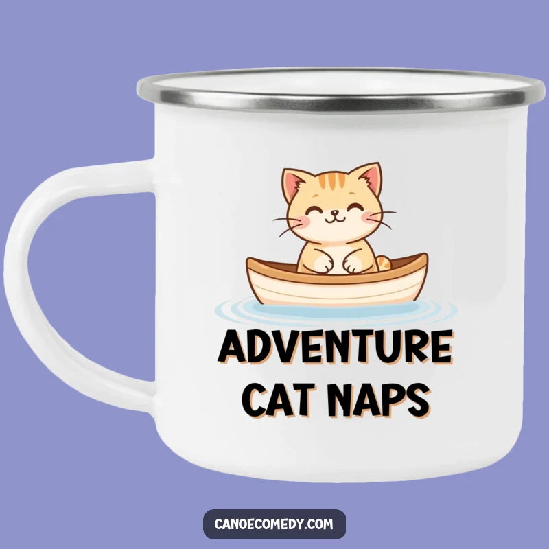 Funny Cat Floating Canoe Camping Mug: Your Companion for Peaceful Adventures
