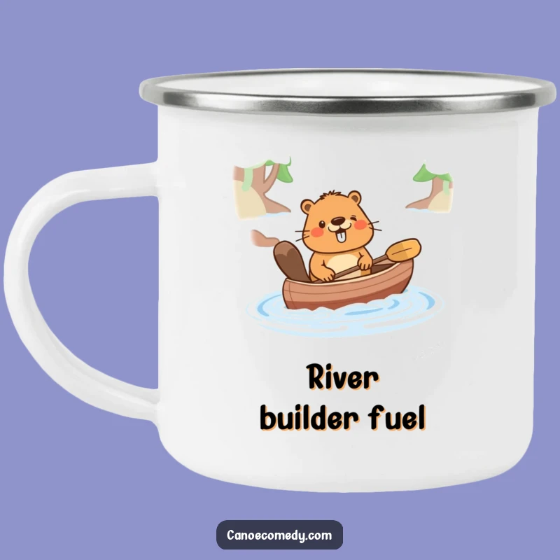 Funny Happy Beaver Pushing Canoe Camping Mug - Adventure Companion!