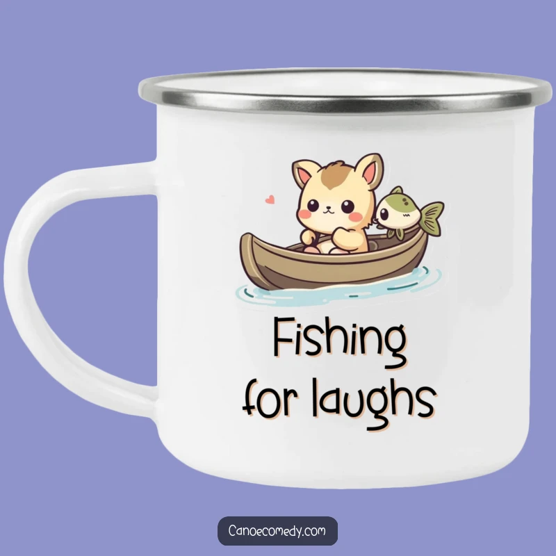 Funny Kawaii Canoe Fish Camping Mug: Amused Animal's Outdoor Encounter Cup