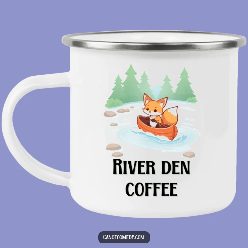 Funny Kawaii Fox Rapids Camping Mug - Outdoor Determined Navigator Gift