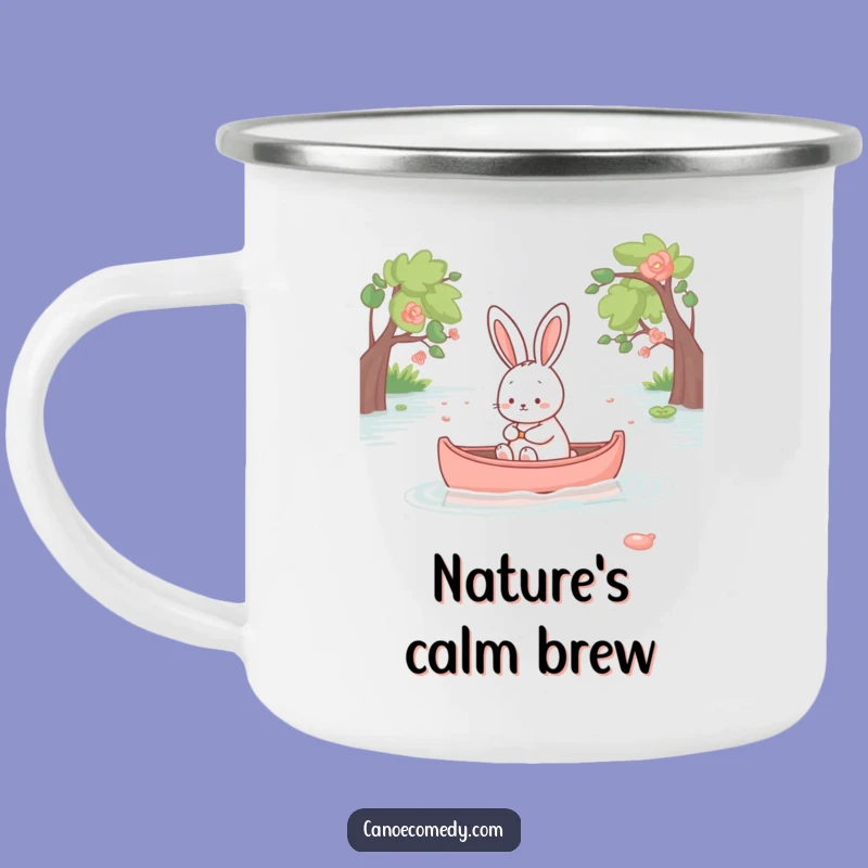 Funny Kawaii Rabbit Camping Mug - Peaceful Canoe Ride Adventure & Cozy Gift
