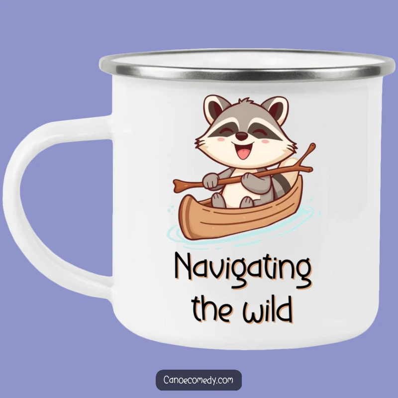 Funny Kawaii Raccoon Canoe Camping Mug, Cheerful Humorous Drinkware for Outdoor Fun