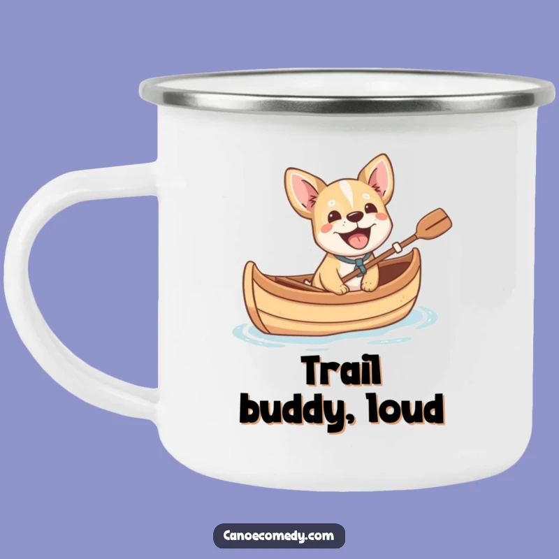 Funny Dog Barking in Canoe Camping Mug - Hilarious Outdoor Adventure Drinkware