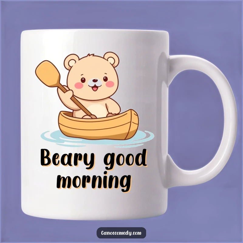 Funny Kawaii Bear Canoe Mug - Enthusiastic Paddling Fun Gift