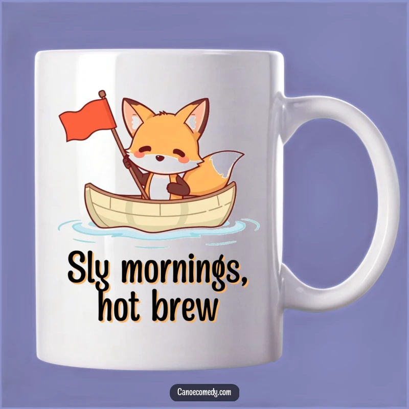 Funny Fox Canoe Mug: Waving Flag Adventure Gift for Clever Explorers