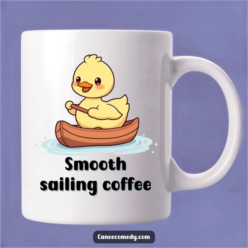 Funny Kawaii Duck Canoe Mug: Smiling Paddler Fun, Perfect Gift