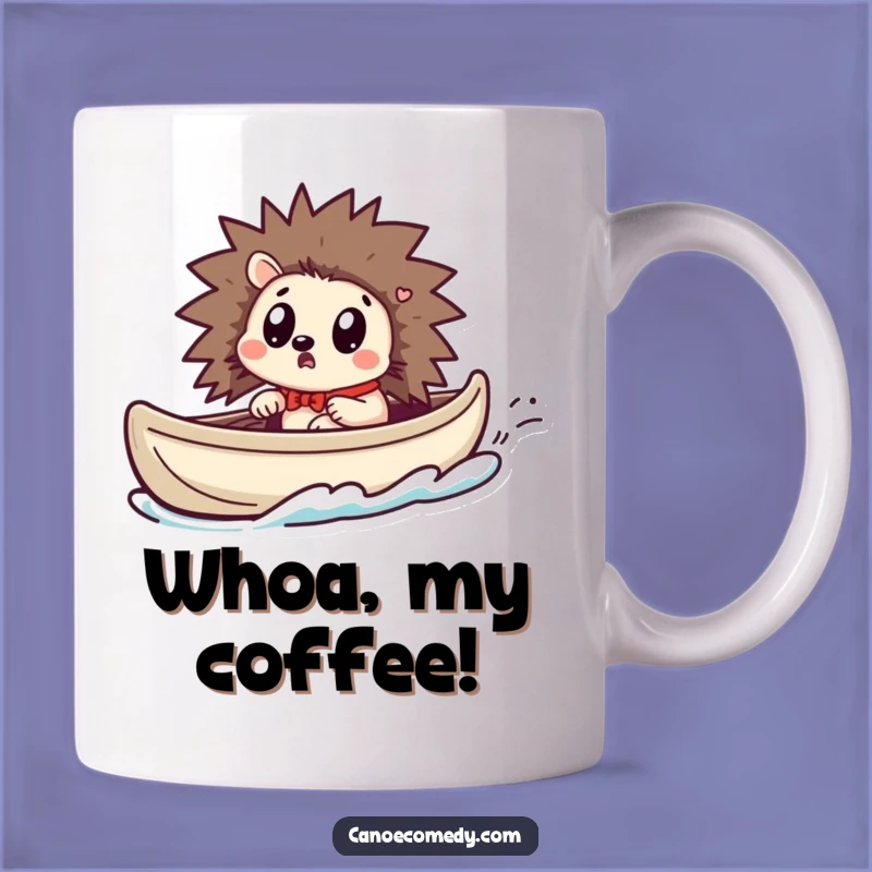 Funny Kawaii Hedgehog Canoe Mug - Surprised Speedster Gift for Cute Lovers