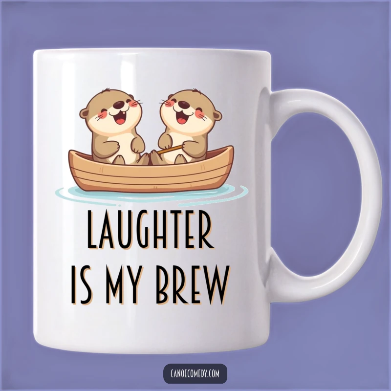 Funny Kawaii Otters Canoe Laugh Mug, Hilarious Gift for Joyful Friends