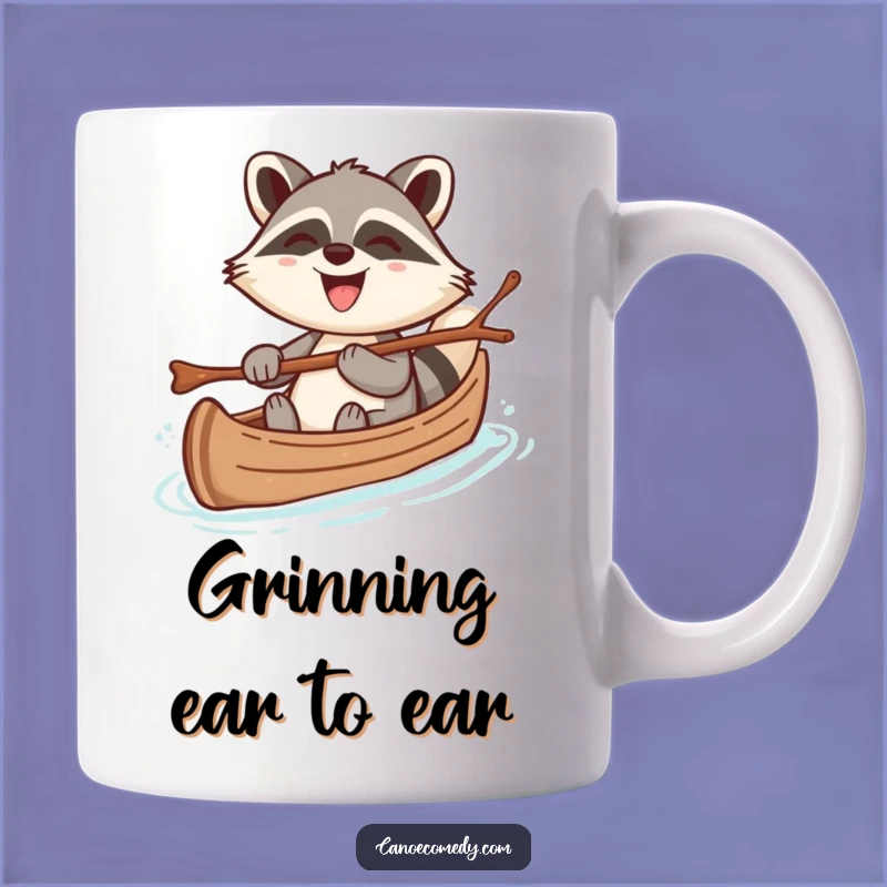Funny Kawaii Raccoon Canoe Grin Mug, Cheerful Humorous Gift for Mischievous Souls