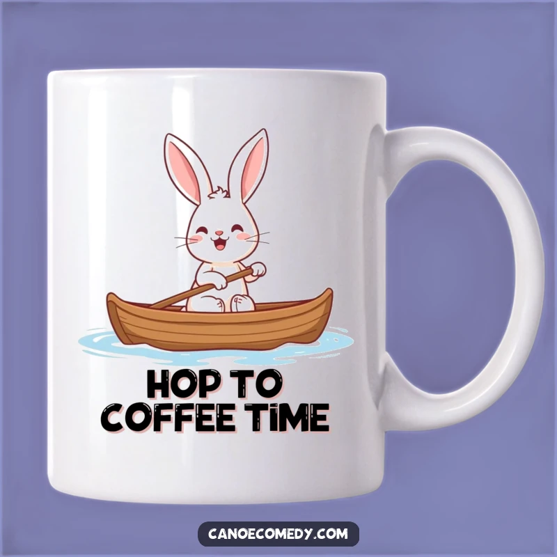 Funny Rabbit Canoe Mug: Cheerful Big Ears Paddle Adventure Gift