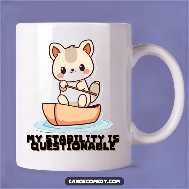 Funny Kawaii Canoe Balance Mug: Adorable Animal's Perilous Paddle Adventure Gift