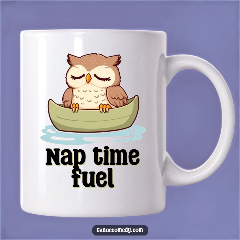 Funny Tired Owl Canoe Mug: Peaceful Relaxation Gift for Sleepyheads