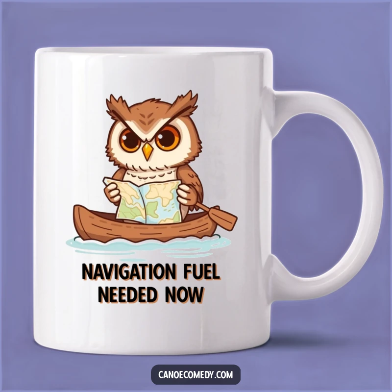 Funny Determined Owl Canoe Map Mug: The Perfect Humorous Gift for Adventurers