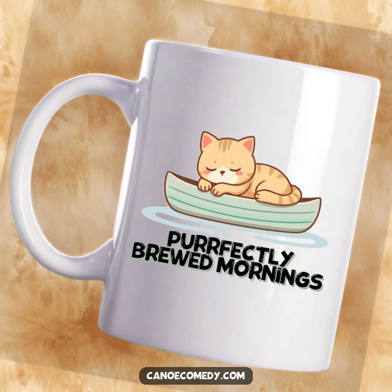 Funny cat sleeping peacefully in a small canoe, embodying ultimate relaxation and humor, perfect for cat lovers gift.