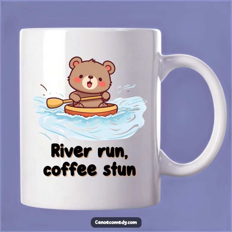 Funny Bear Paddling Mug: Joyful River Adventure Design, Perfect Gift for Nature Lovers