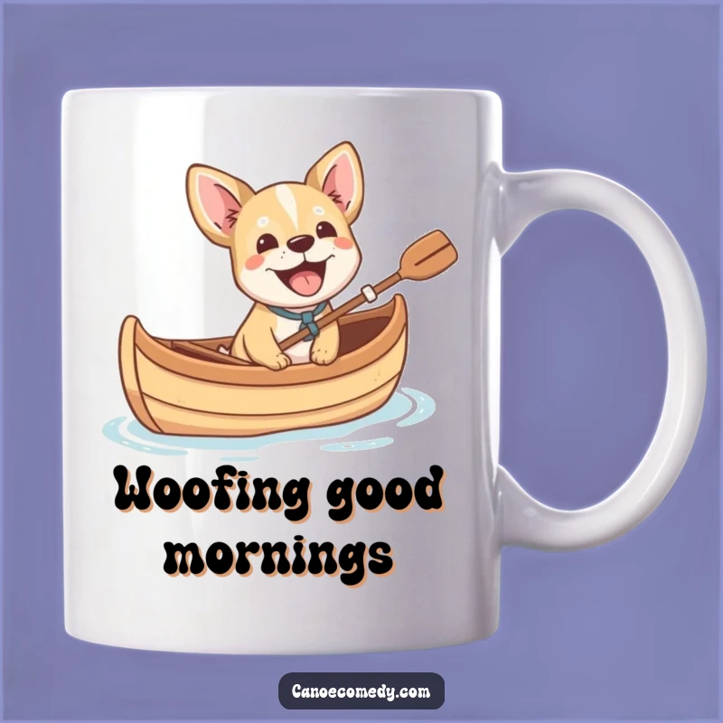 Funny Dog Barking in Canoe Mug - Hilarious Canine Adventure Gift