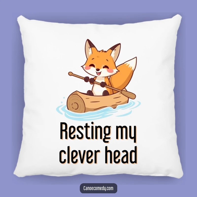 Funny Fox Canoe Master Pillow: Smiling Navigator's Cozy & Hilarious Cushion Gift