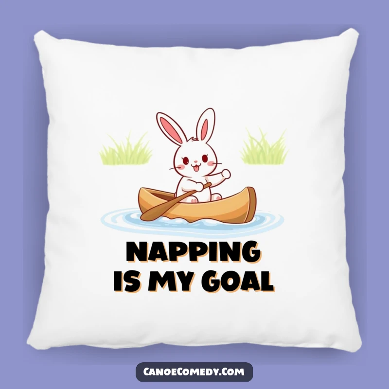 Funny Rabbit Canoe Adventure Pillow: Cheerful Character's Cozy & Hilarious Cushion Gift