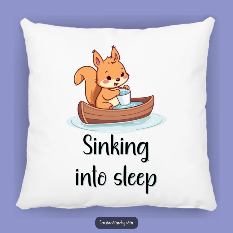 Funny Squirrel Canoe Disaster Pillow: Tiny Cup Bailing Cozy & Hilarious Cushion Gift