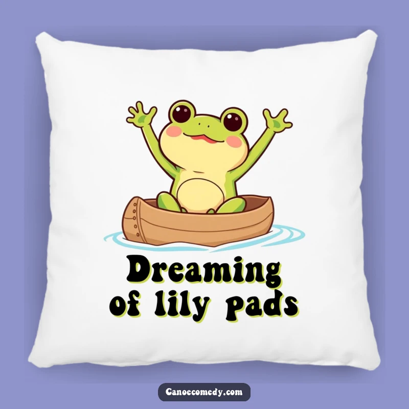 Kawaii Frog Canoe Pillow: Comfy Excited Paddler Cushion, Adorable Funny Gift