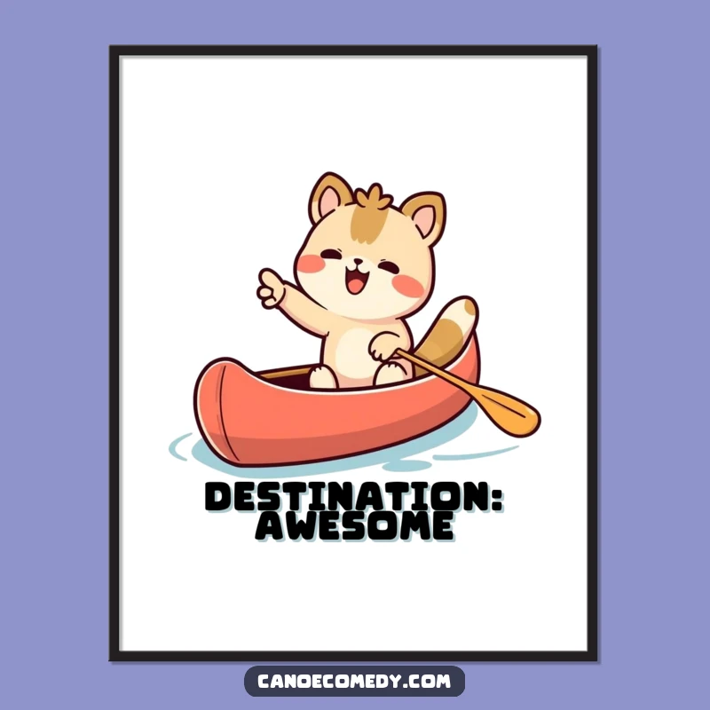 Funny Kawaii Animal Canoe Print - Instant Adventure Decor Gift!