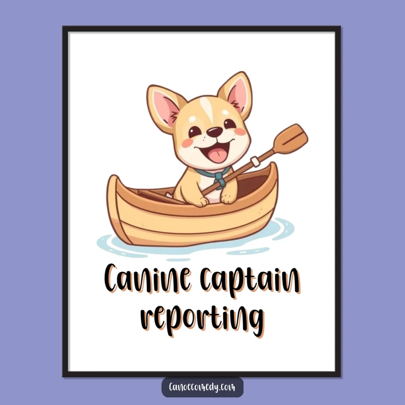 Funny Dog Barking in Canoe Digital Art - Instant Cheerful & Hilarious Decor