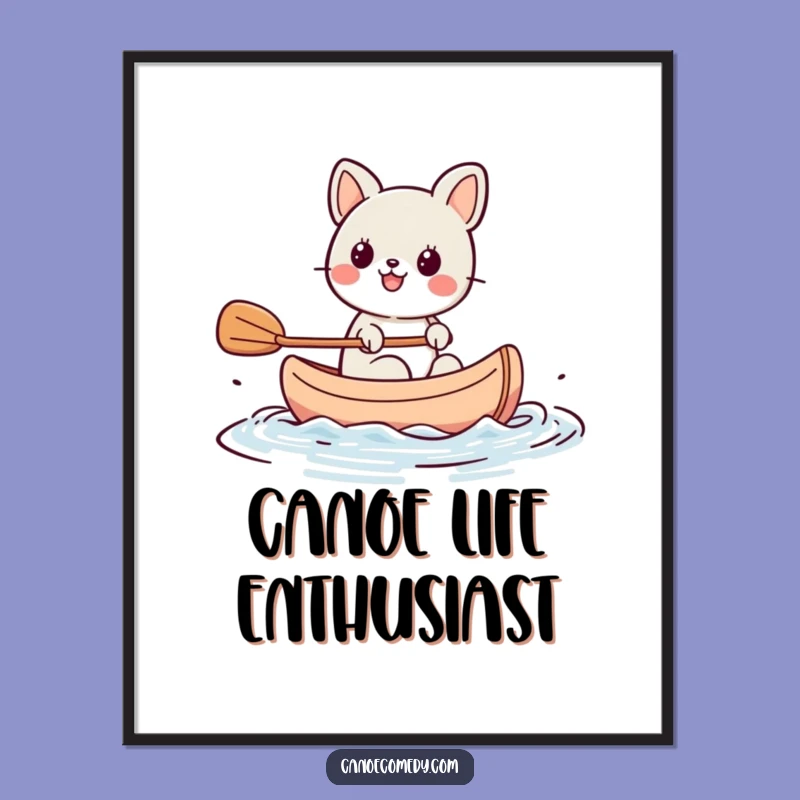 Funny Kawaii Animal Paddling Canoe Digital Art, Instant Gift for Joyful Spaces