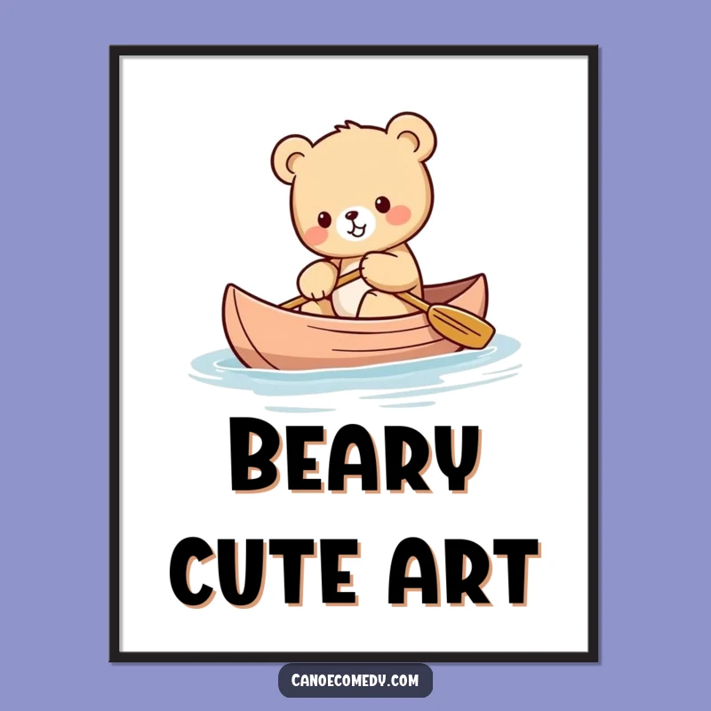 Funny Kawaii Bear Digital Art - Adorable Wall Decor, Perfect Gift