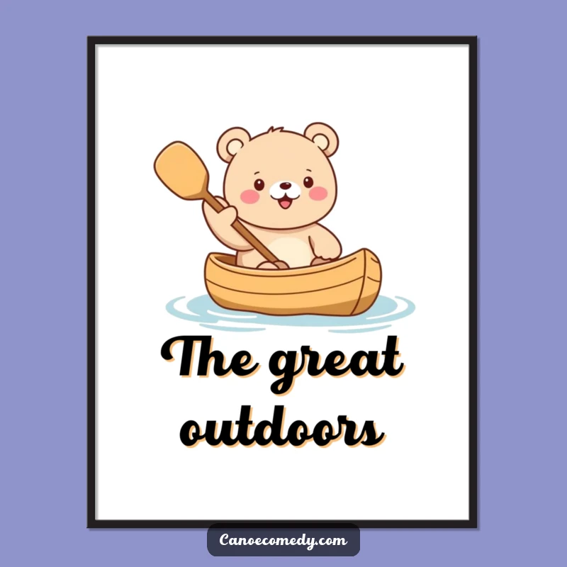 Funny Kawaii Bear Paddling Print - Instant Adorable Wall Decor