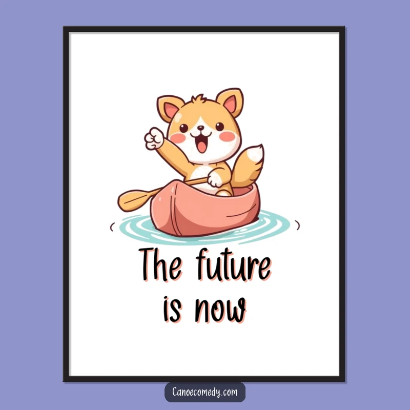 Funny Kawaii Canoe Adventure Digital Art: Exciting Animal Points to New Goals