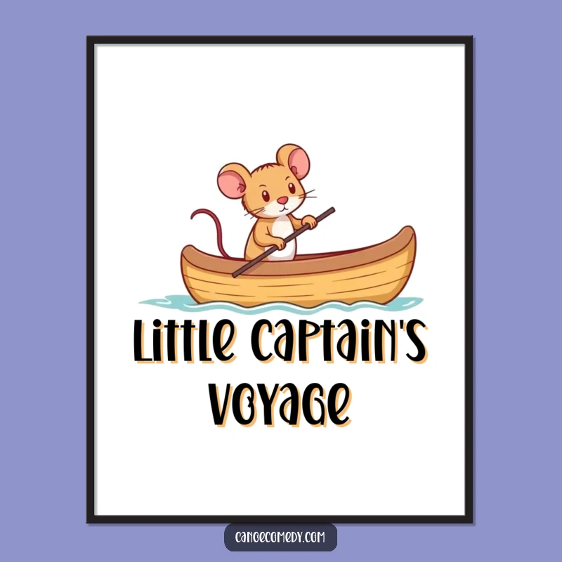 Funny Mouse Captain Canoe Digital Art: Inspiring Decor for a Bold Funny Gift
