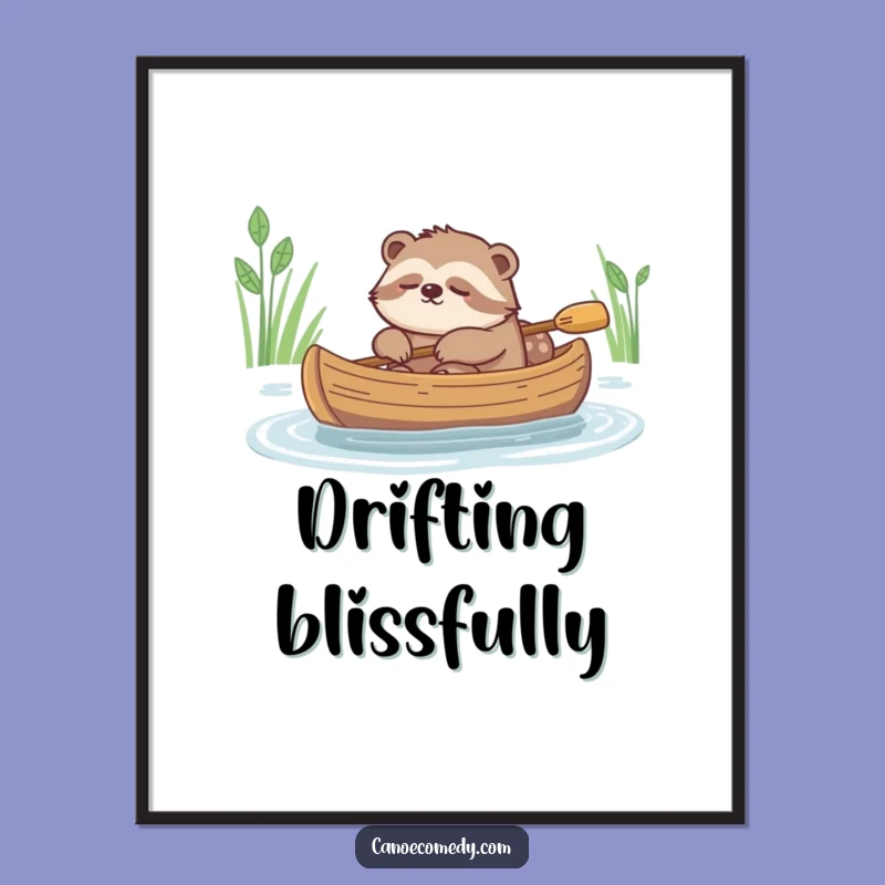 Funny Sleepy Sloth Canoe Digital Art: Instant Relaxation and Humor, a Funny Gift