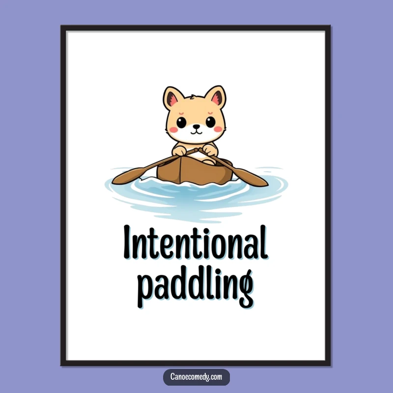 Funny Determined Animal Canoe Digital Art: Adventure Awaits Print