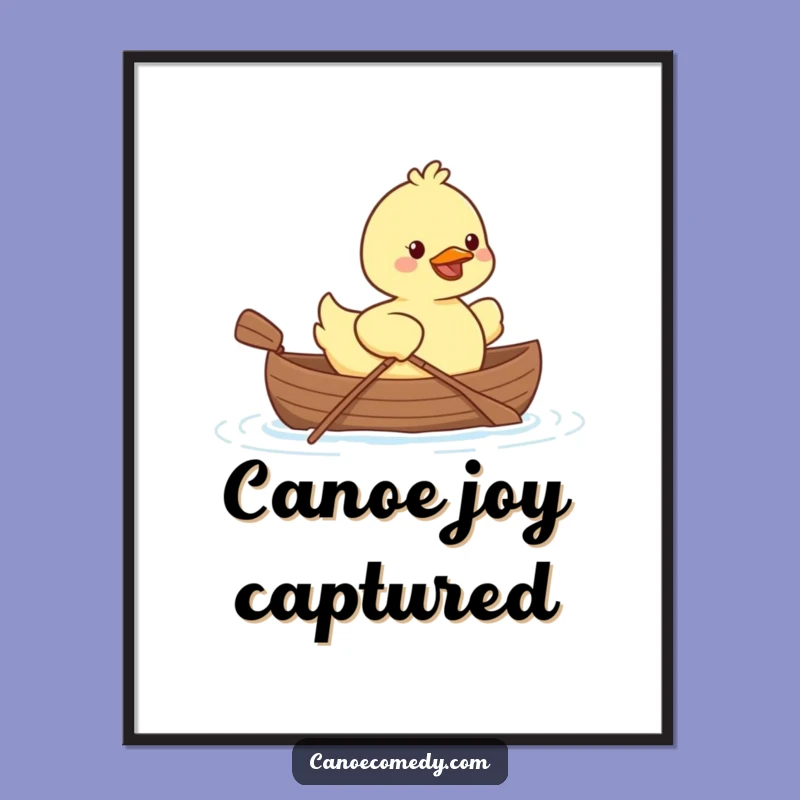 Kawaii Duck Canoe Digital Art: Adorable Paddling Print for Instant Cheer