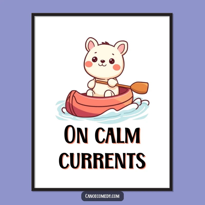 Funny Kawaii Animal Steering Canoe Digital Art, Instant Gift for Peaceful Vibes