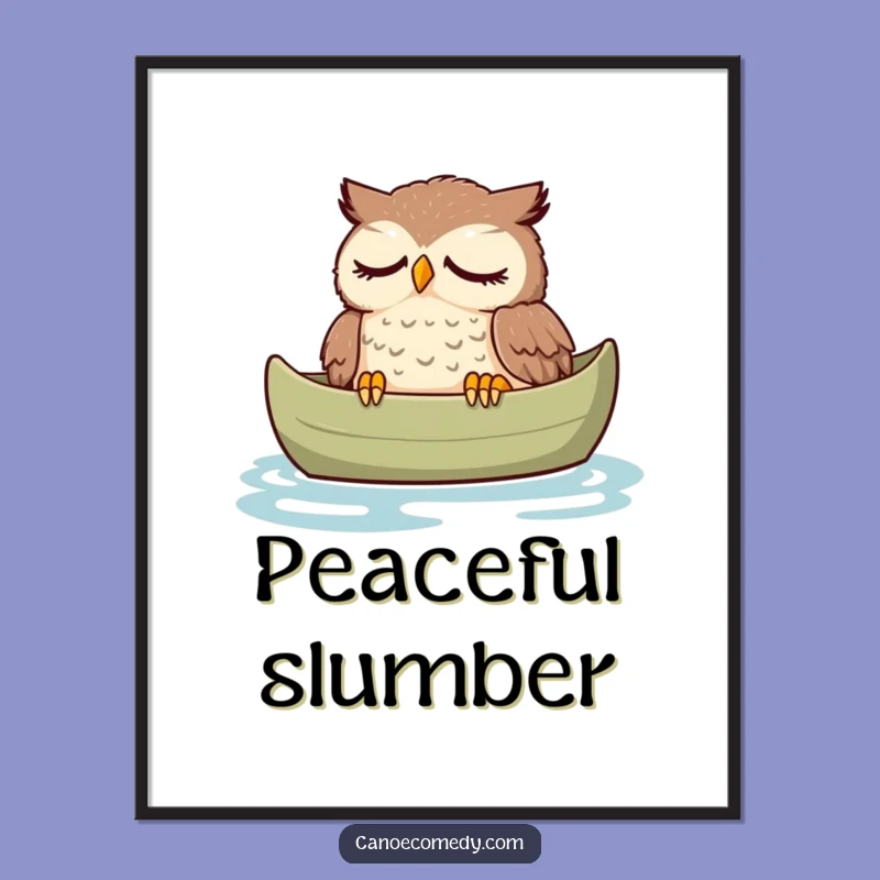Funny Tired Owl Canoe Digital Art: Instant Peaceful Wall Decor