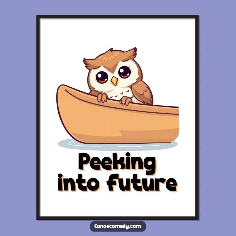Funny Owl Canoe Digital Art - Instant Curious Peeking Print Gift