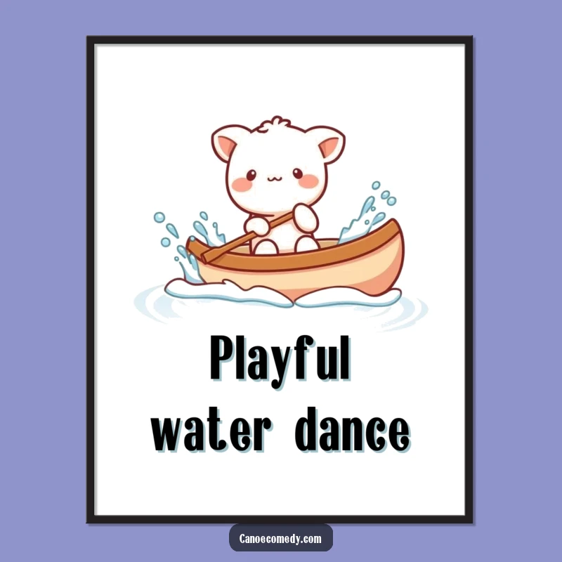 Funny Kawaii Animal Splashing Canoe Digital Art, Instant Gift for Playful Spaces