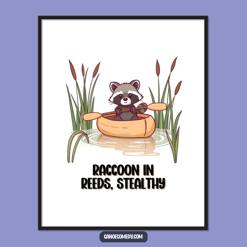 Funny Raccoon Canoe Digital Art Print: Instant Witty Wall Decor Download