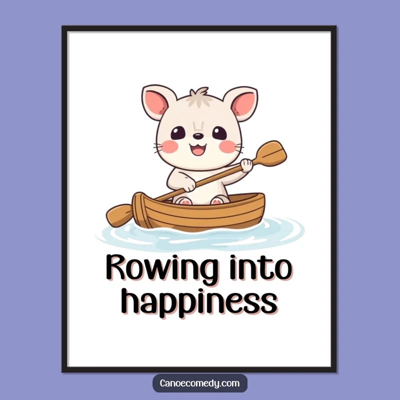 Funny Cheerful Animal Canoe Digital Art - Instant Happy Paddler's Joyful Art Print