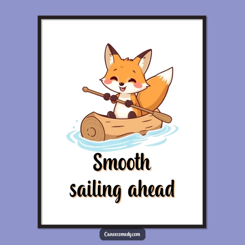 Funny Fox Canoe Master Digital Art Print: Smiling Navigator's Expert Wall Decor Gift