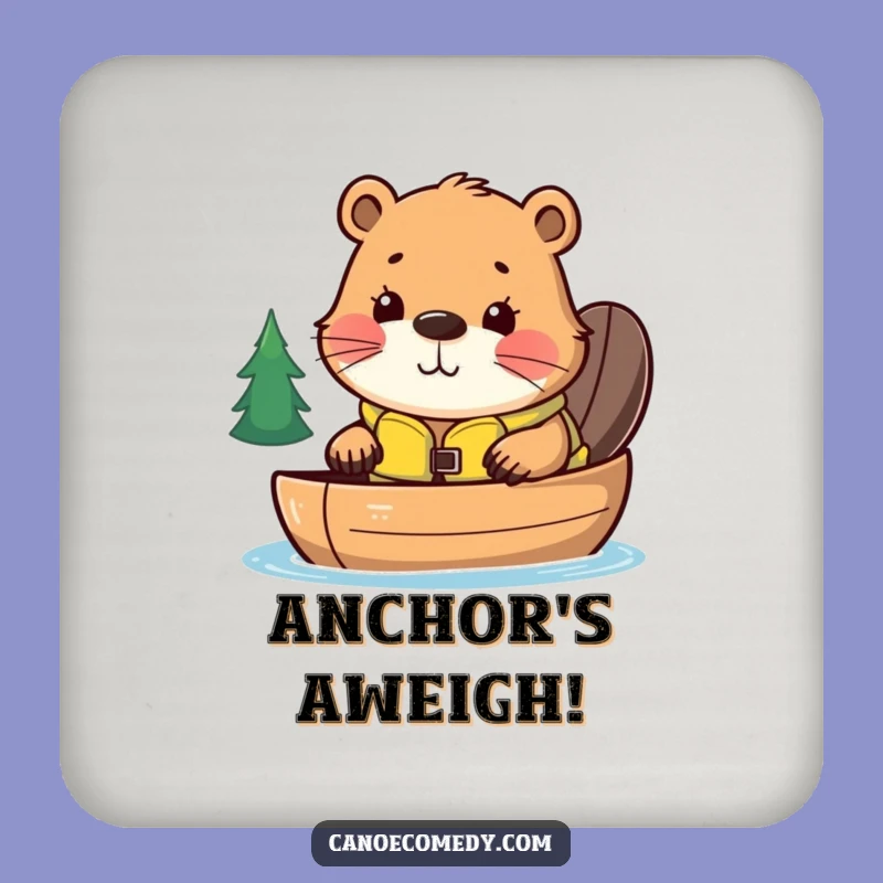 Funny Kawaii Beaver Canoe Coaster Set, Humorous Table Protection for Canoe Lovers