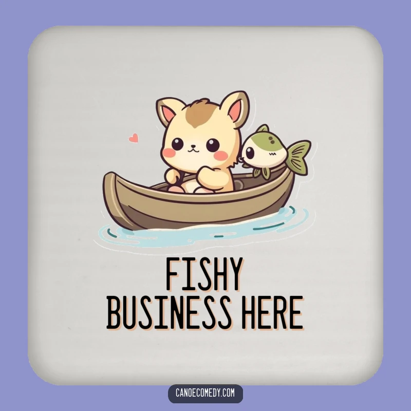 Funny Kawaii Canoe Fish Drink Coaster: Cute Animal's Amused Table Protector Gift