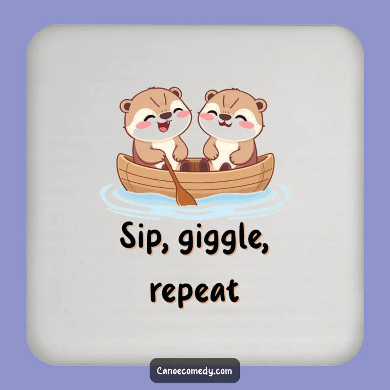 Funny Kawaii Otters Canoe Coaster Set: Protect Surfaces with Hilarious Style Gift